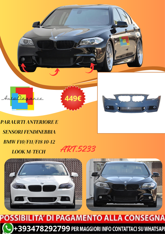 💫ART.5233 Paraurti Anteriore e Sensori Fendinebbia BMW F10 F11 10-12 Look M💫