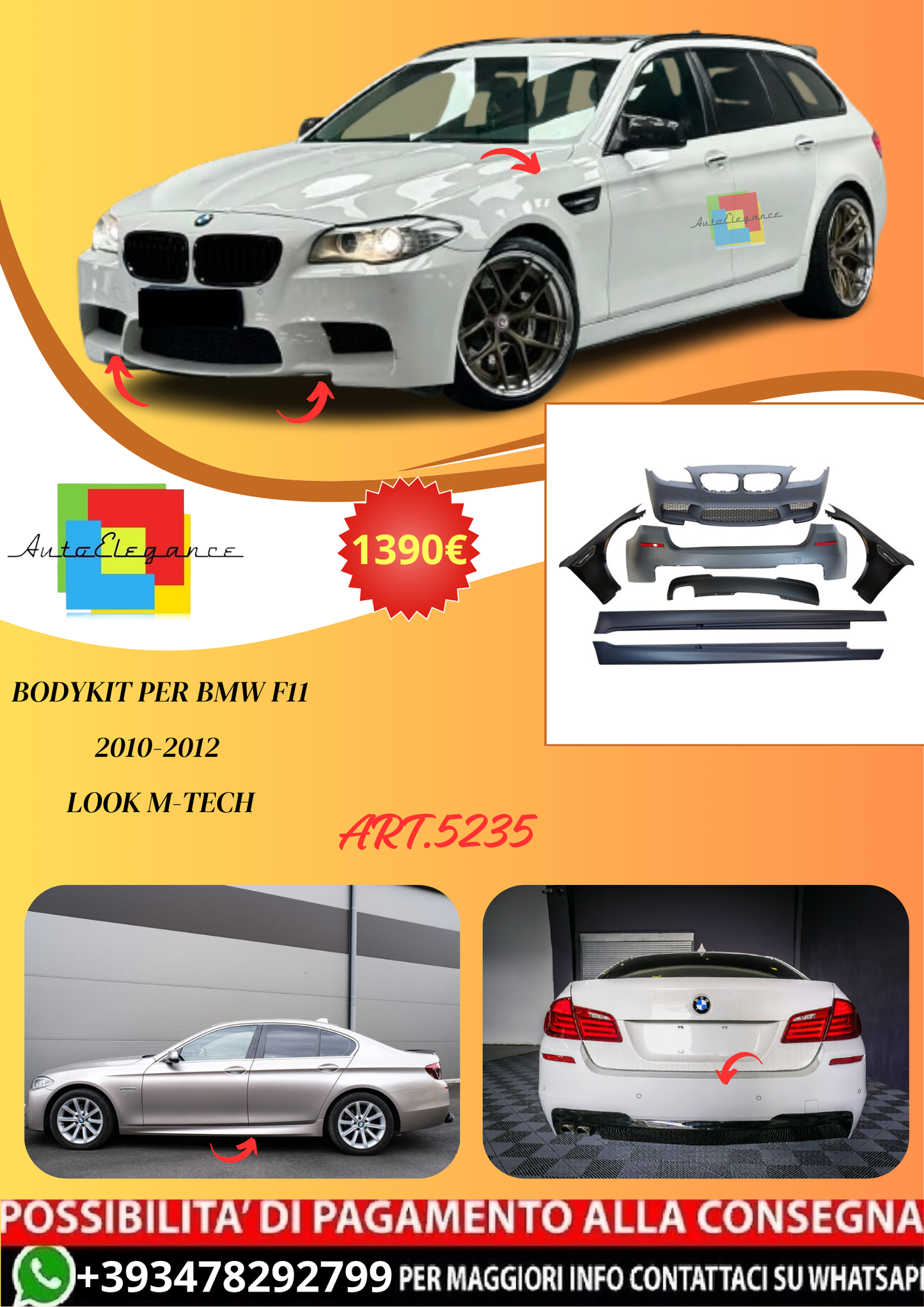 💫ART.5235 Bodykit per BMW F11 2010-2012 Look M-Tech💫
