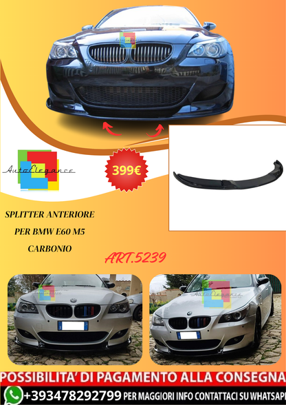 💫ART.5239 Splitter Anteriore per BMW E60 M5 2001-2010 Carbonio💫