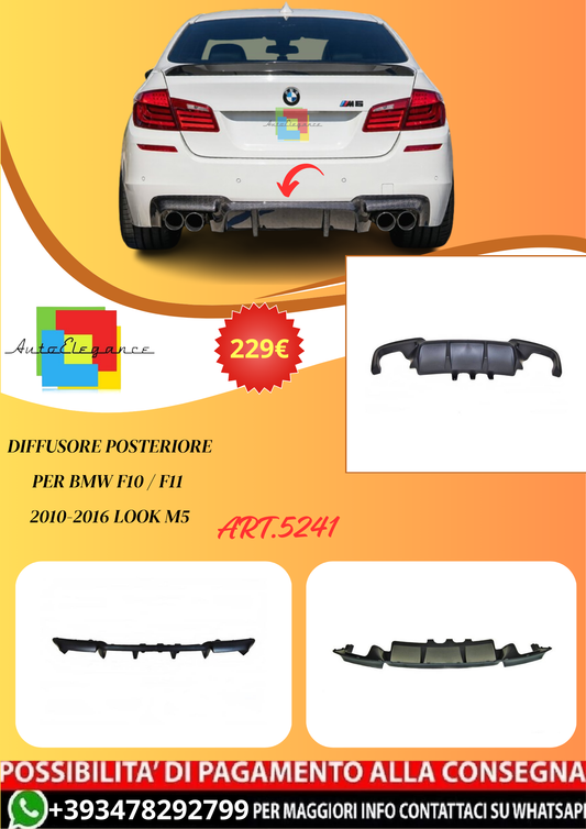 💫ART.5241  Diffusore Posteriore per BMW F10 / F11 2010-2016 Look M5💫