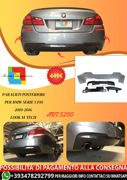 💫ART.5250 Paraurti Posteriore per BMW Serie 5 F10 2010-2016 Look M-Tech💫