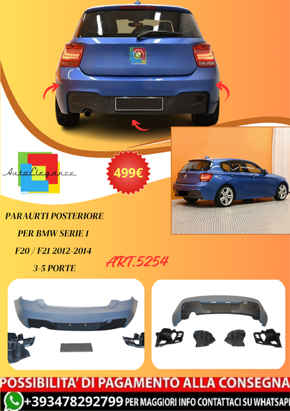 💫ART.5254 Paraurti Posteriore per BMW Serie 1 F20 / F21 2012-2014 3-5P💫