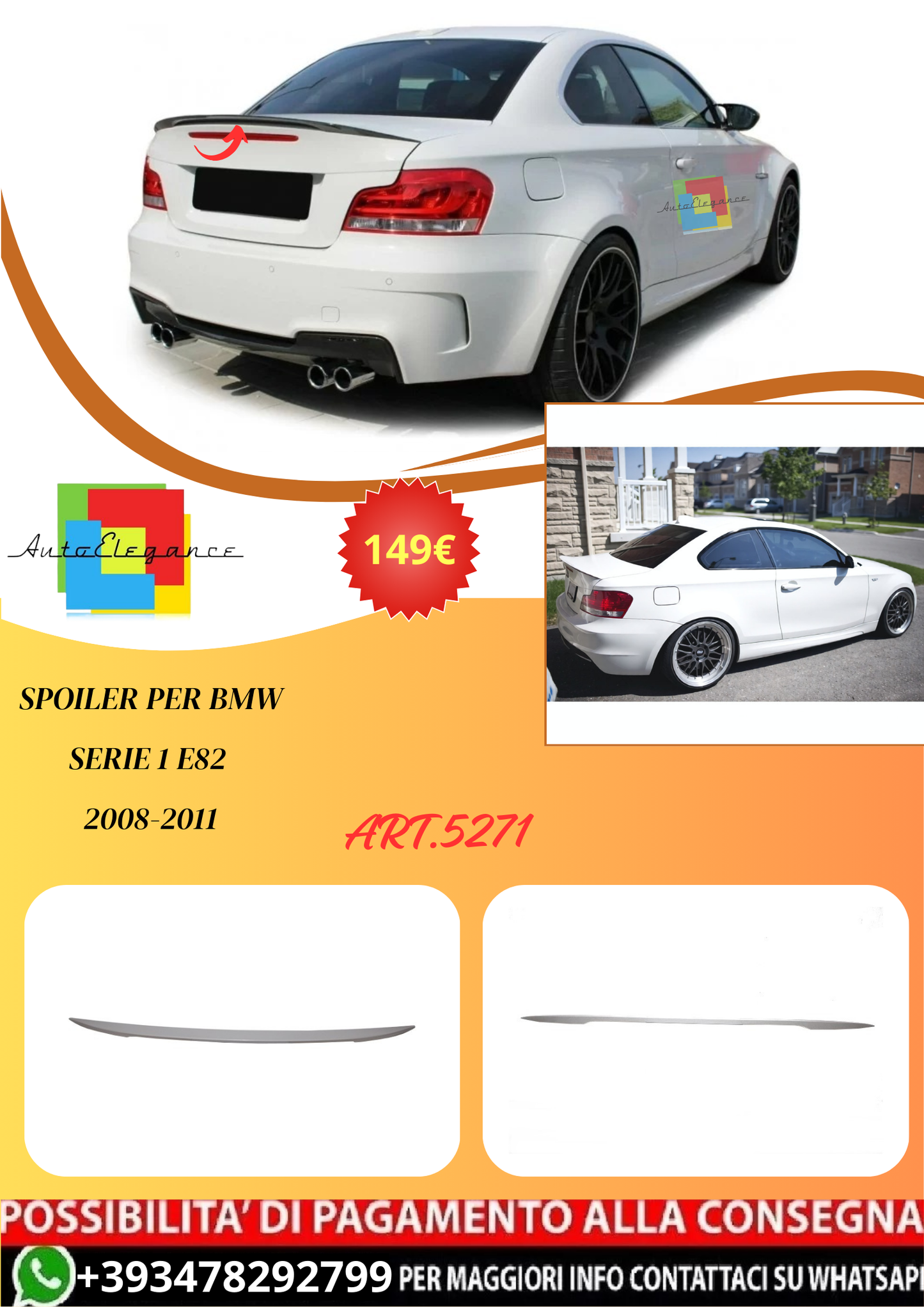 💫ART.5271 Spoiler per BMW Serie 1 E82 2008-2011💫