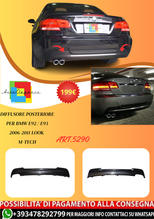 💫ART.5290 Diffusore Posteriore per BMW E92 / E93 2006-2011 Look M-Tech💫