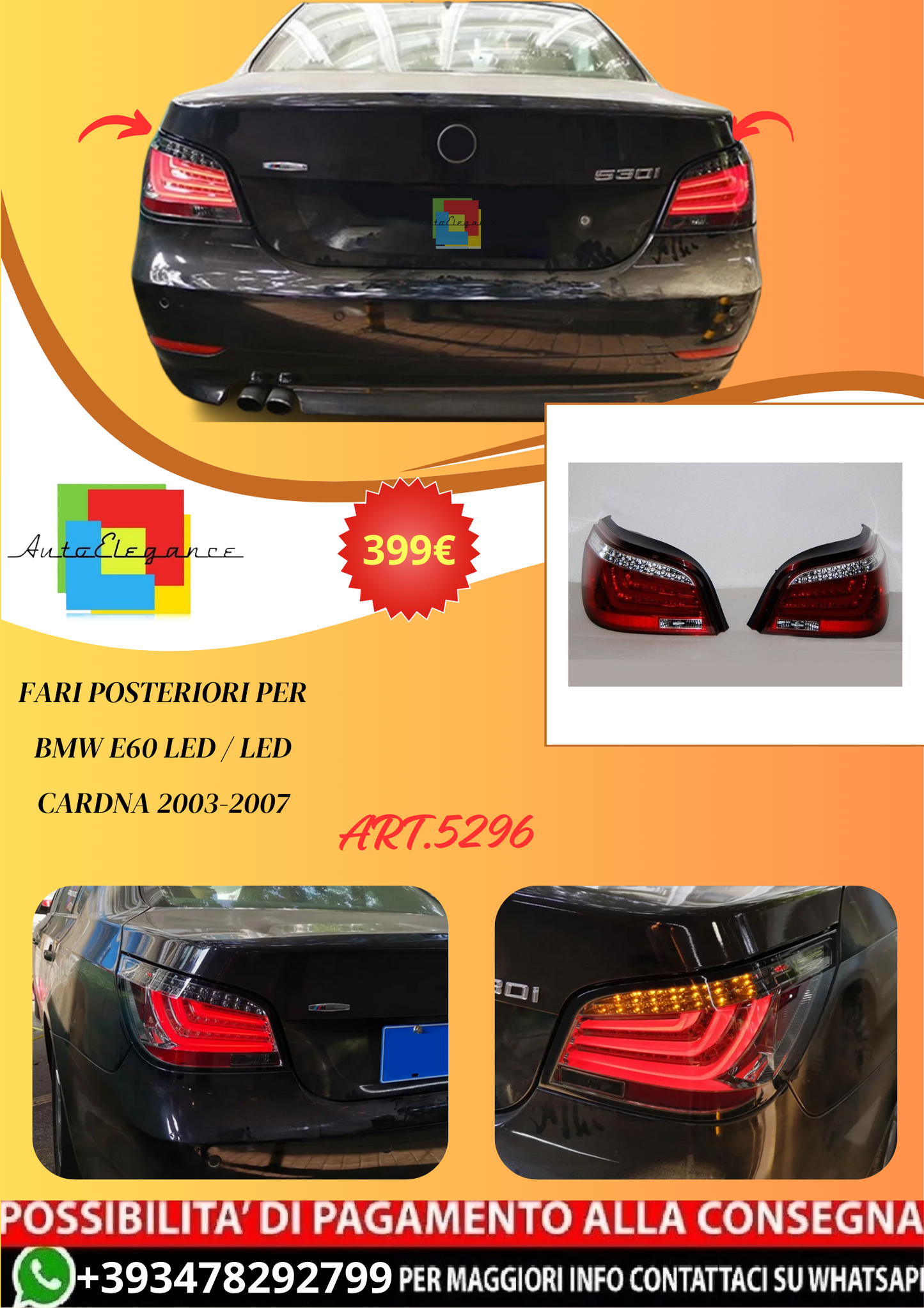 💫ART.5296 Fari Posteriori per BMW E60 LED / LED Cardna 2003-2007💫