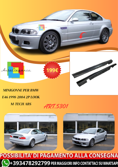 💫ART.5301 Minigonne per BMW E46 1998-2004 2P Look M-Tech ABS💫