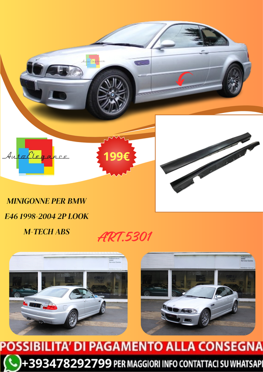 💫ART.5301 Minigonne per BMW E46 1998-2004 2P Look M-Tech ABS💫