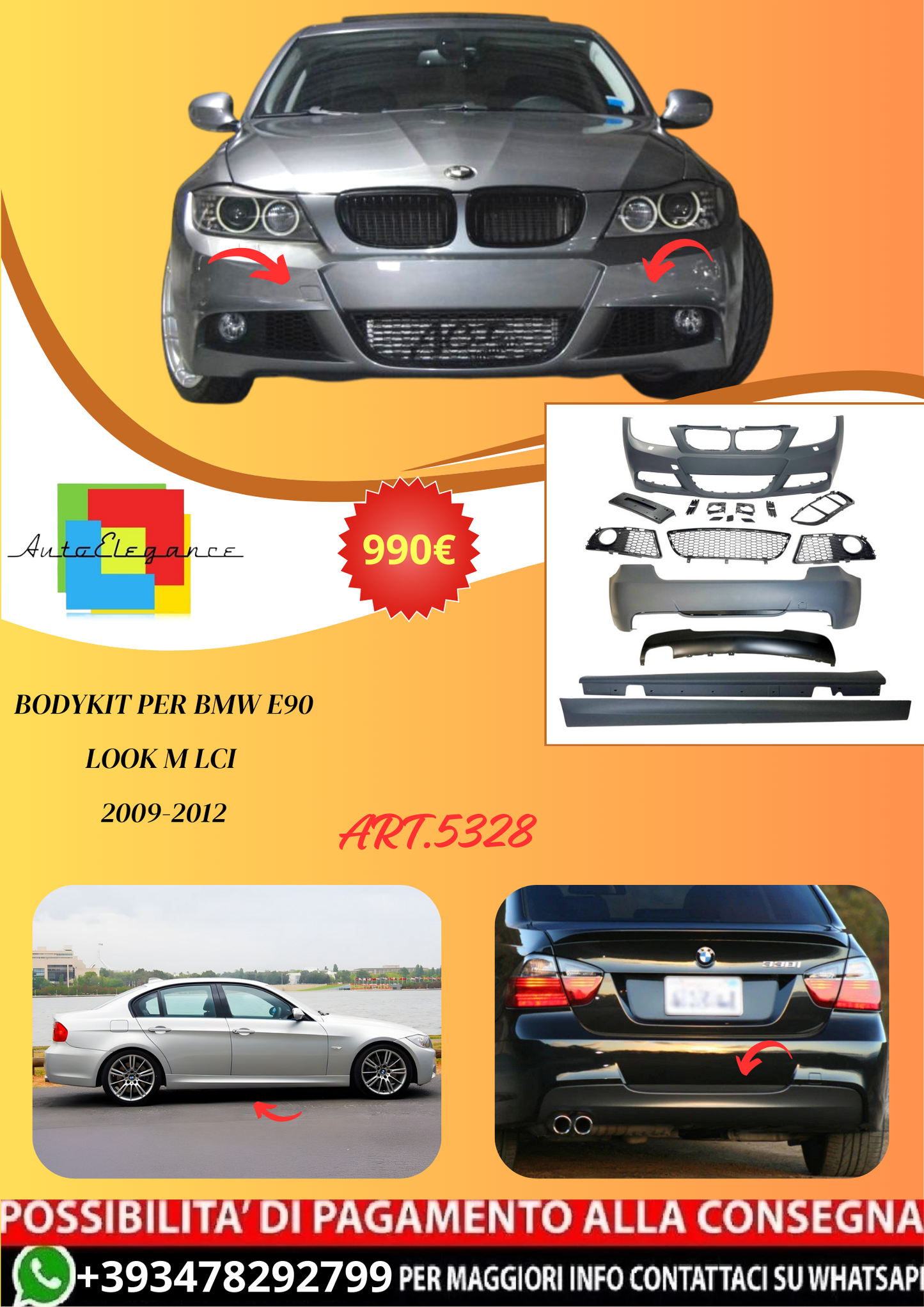 💫ART.5328 Bodykit per BMW E90 Look M LCI 2009-2012💫