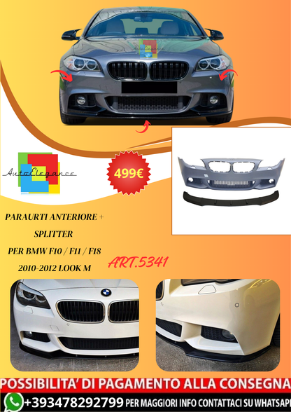 💫ART.5341 Paraurti Anteriore + Splitter per BMW F10 / F11 / F18 10-12 Look M💫