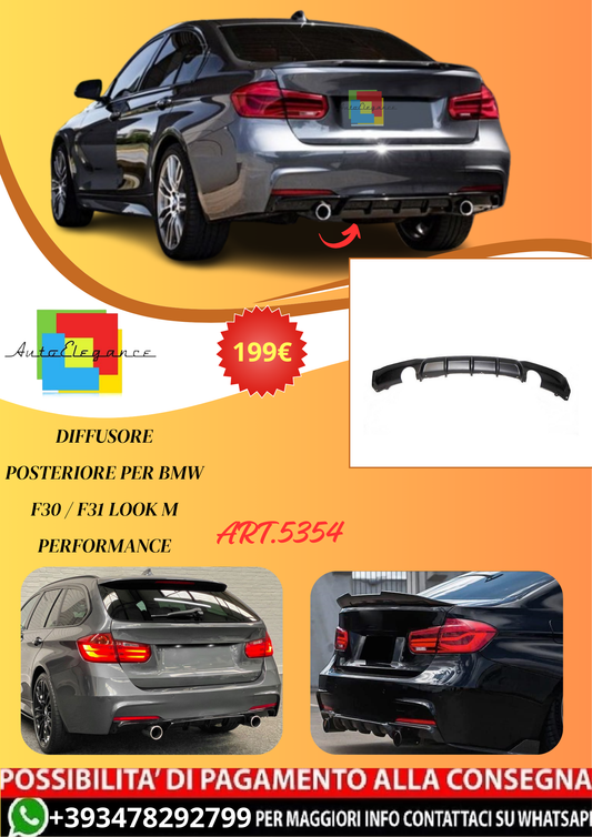 💫ART.5354 Diffusore Posteriore per BMW F30 / F31 Look M Performance💫