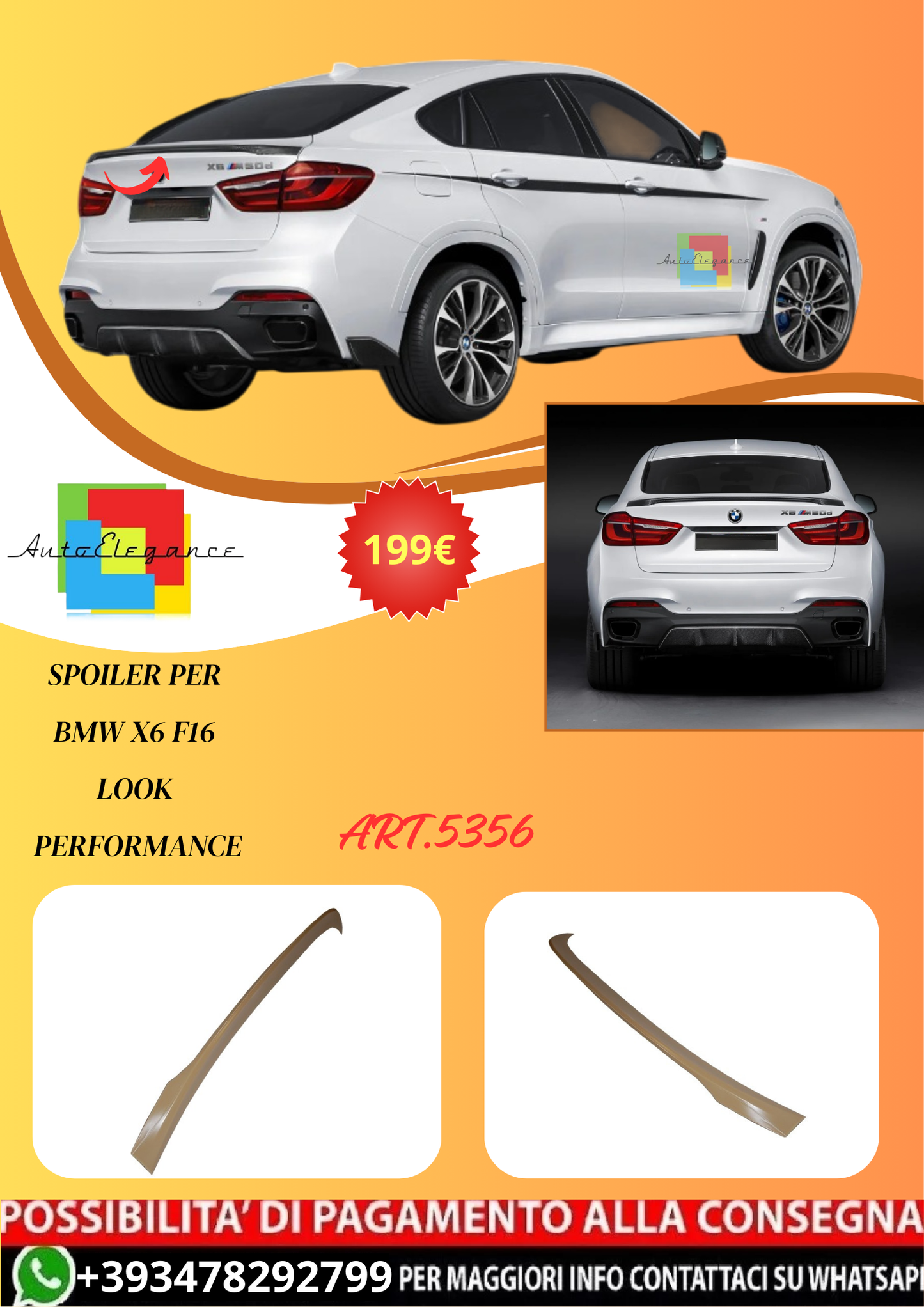 💫ART.5356 Spoiler per BMW X6 F16 Look Performance💫