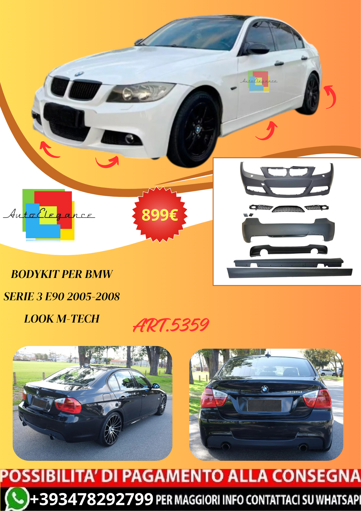💫ART.5359 Bodykit per BMW Serie 3 E90 2005-2008 Look M-Tech💫