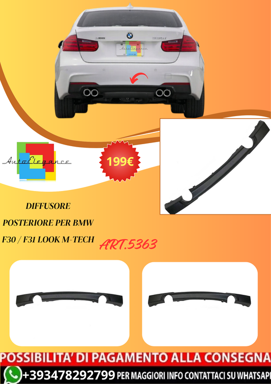 💫ART.5363 Diffusore Posteriore per BMW F30 / F31 Look M-Tech💫