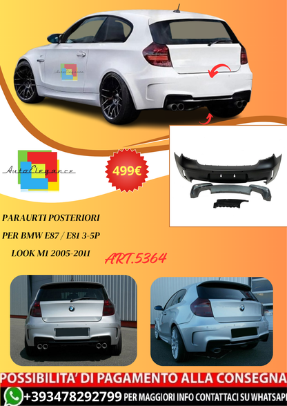 💫ART.5364 Paraurti Posteriore per BMW E87 / E81 3-5P Look M1 2005-2011💫