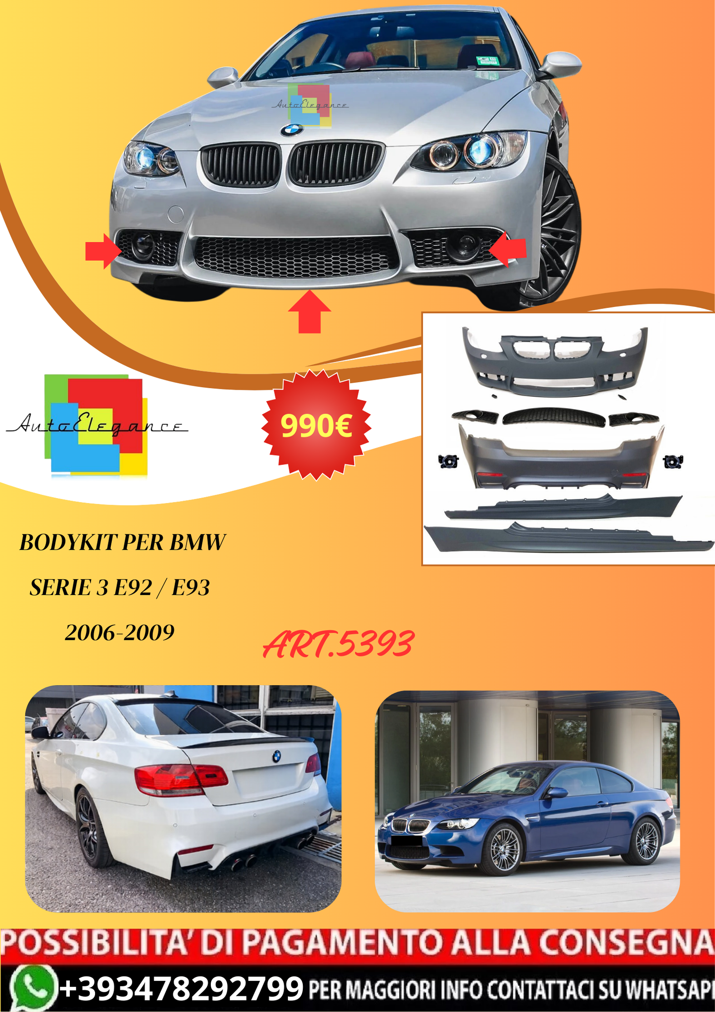💫ART.5393 Bodykit per BMW Serie 3 E92 / E93 2006-2009💫