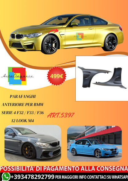 💫ART.5397 Parafanghi Anteriore per BMW Serie 4 F32 / F33 / F36 12 Look M4💫