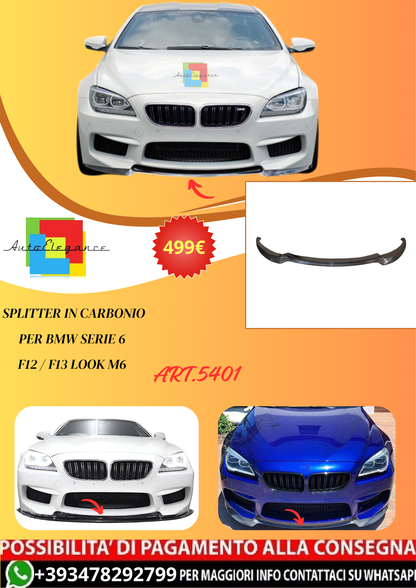 💫ART.5401 Splitter in Carbonio per BMW Serie 6 F12 / F13 look M6💫