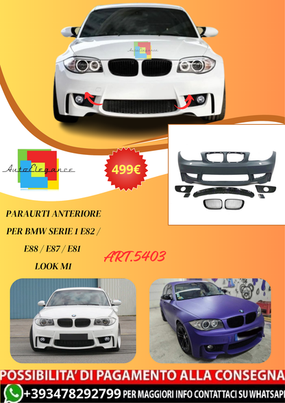 💫ART.5403 Paraurti Anteriore per BMW Serie 1 E82 / E88 / E87 / E81 Look M1💫