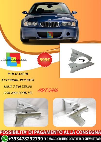 💫ART.5416 Parafanghi Anteriore per BMW Serie 3 E46 Coupe 1998-2001 Look M3💫