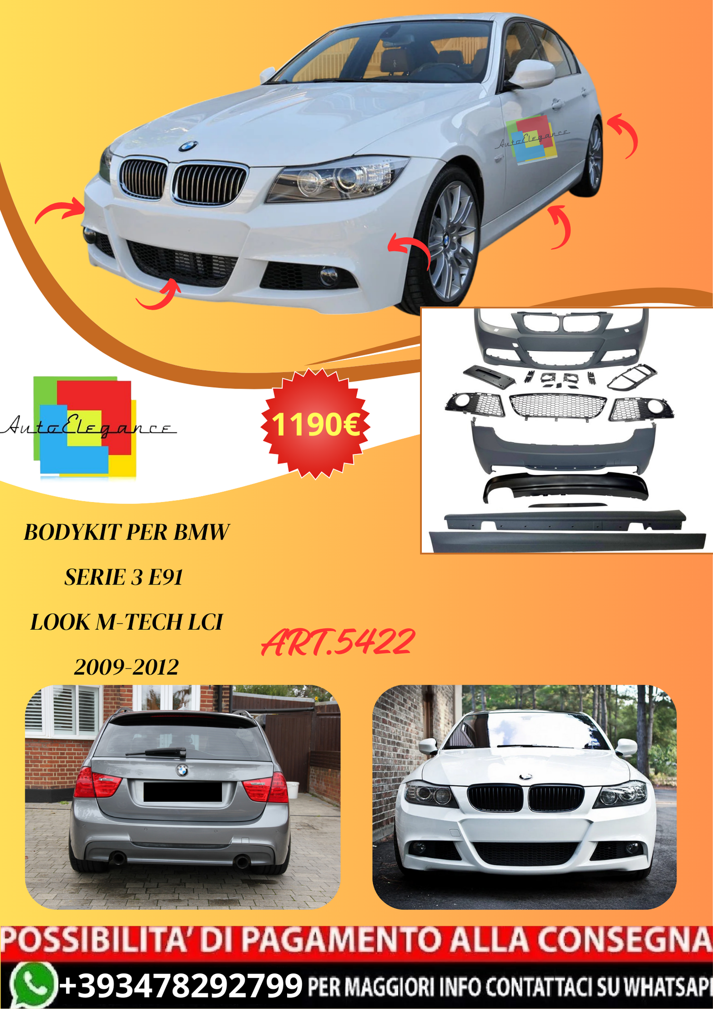💫ART.5422 BMW Serie 3 E91 Look M-Tech LCI 2009-2012💫
