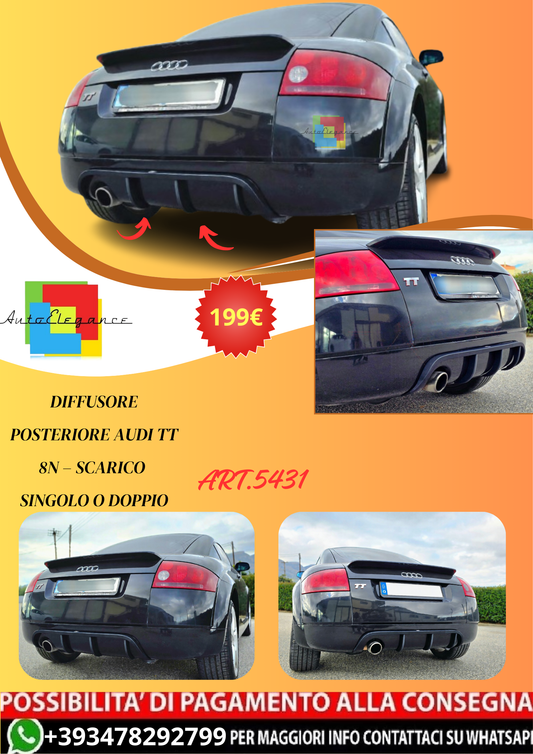 💫ART.5431 Diffusore posteriore Audi TT 8N – Scarico Singolo o Doppio💫