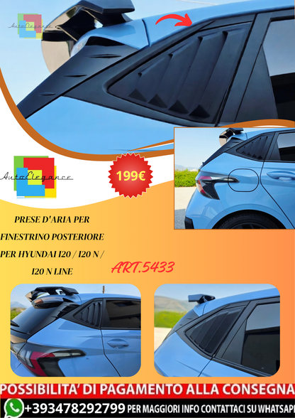 💫ART.5433 Prese D'aria per Finestrino Posteriore Hyundai i20 / i20 N / Line💫