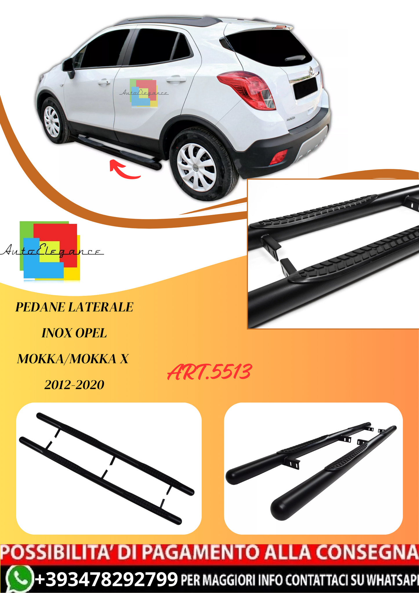 💫ART.5513 Pedane Laterale Inox Opel Mokka/Mokka X 2012-2020💫