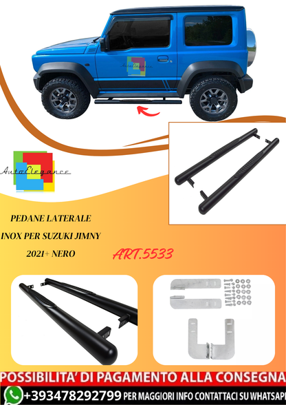 💫ART.5533 Pedane Laterale Inox per Suzuki Jimny 2021+ Nero💫