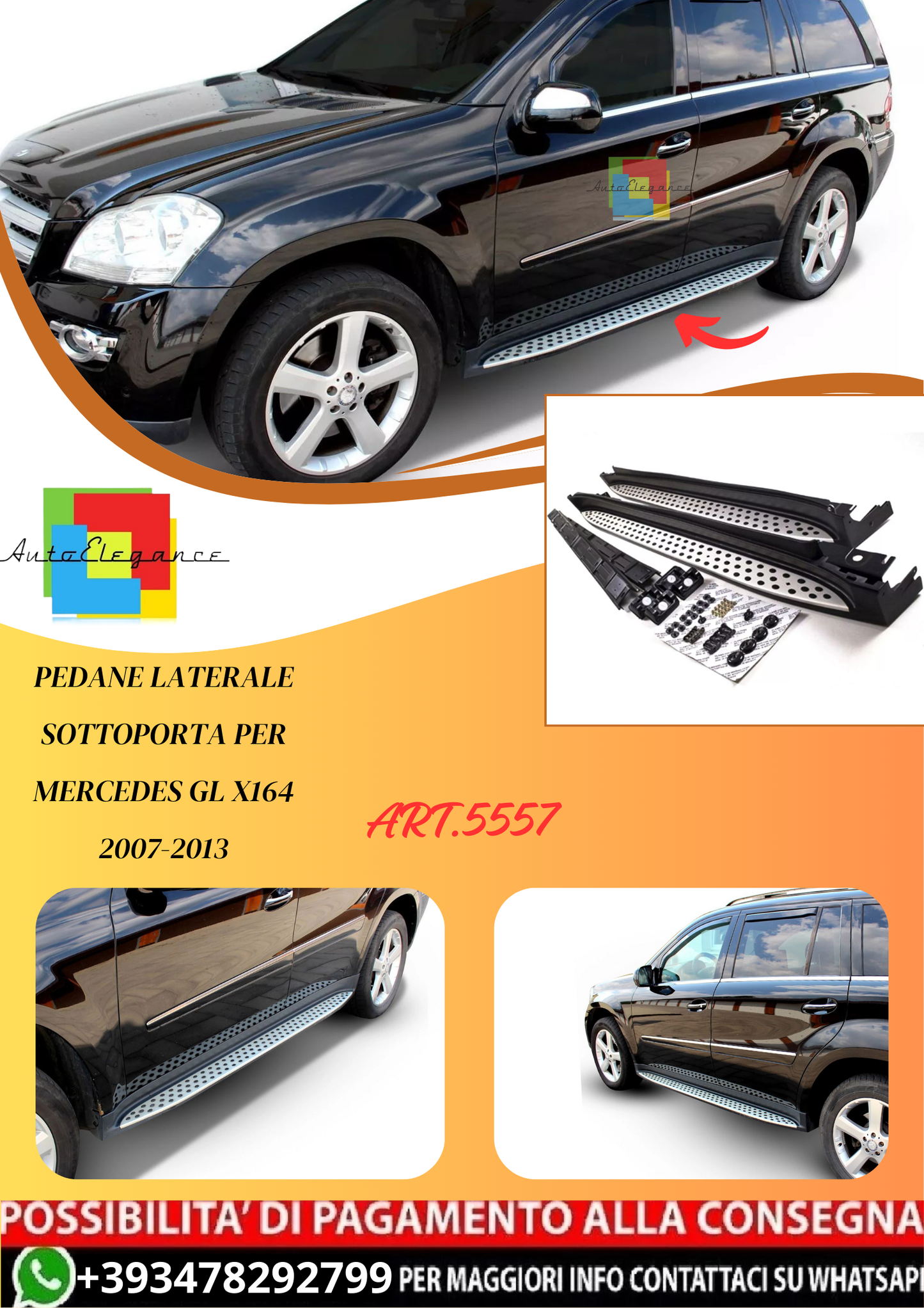 💫ART.5557 Pedane Laterale Sottoporta per Mercedes GL X164 2007-2013💫