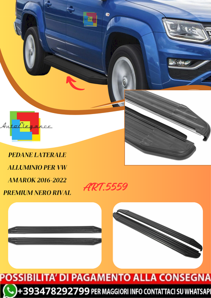 💫ART.5559 Pedane Laterale Alluminio per VW Amarok 16-22 Premium Nero RIVAL💫