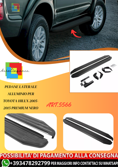 💫ART.5566 Pedane Laterale Alluminio per Toyota Hilux 2005-2015 Premium Nero💫