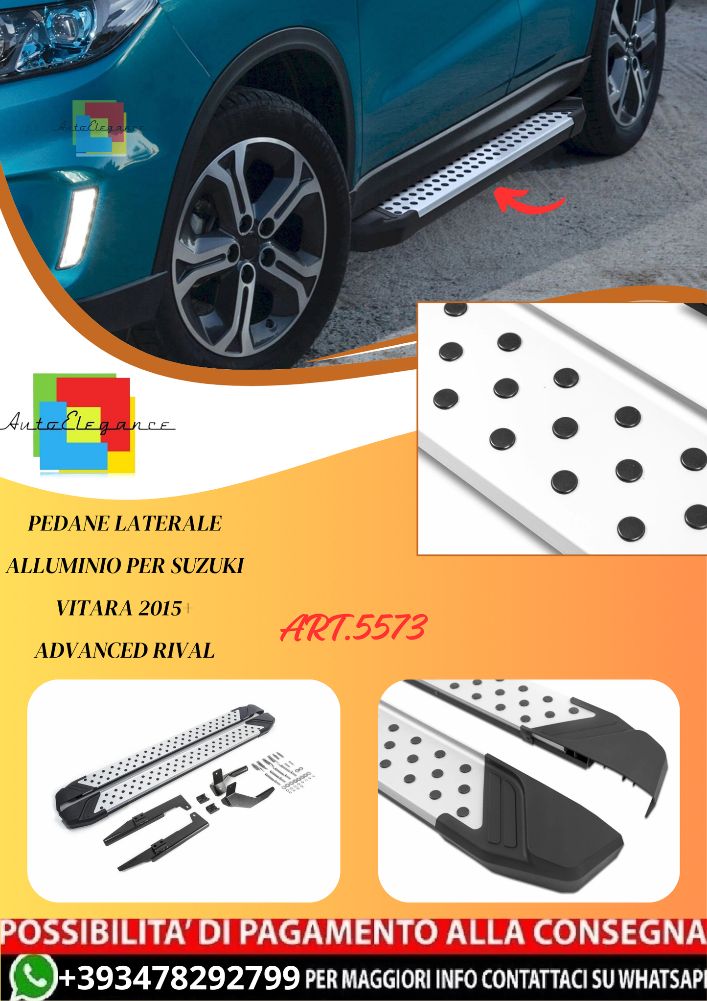 💫ART.5573 Pedane Laterale Alluminio per Suzuki Vitara 2015+ ADVANCED RIVAL💫
