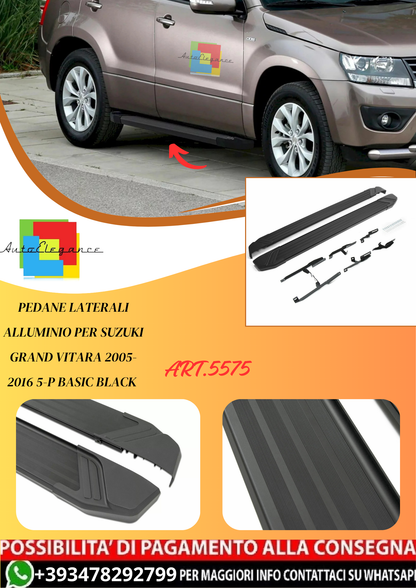 💫ART.5575 Pedane Laterali Alluminio per Suzuki Grand Vitara 05-16 Basic Black💫