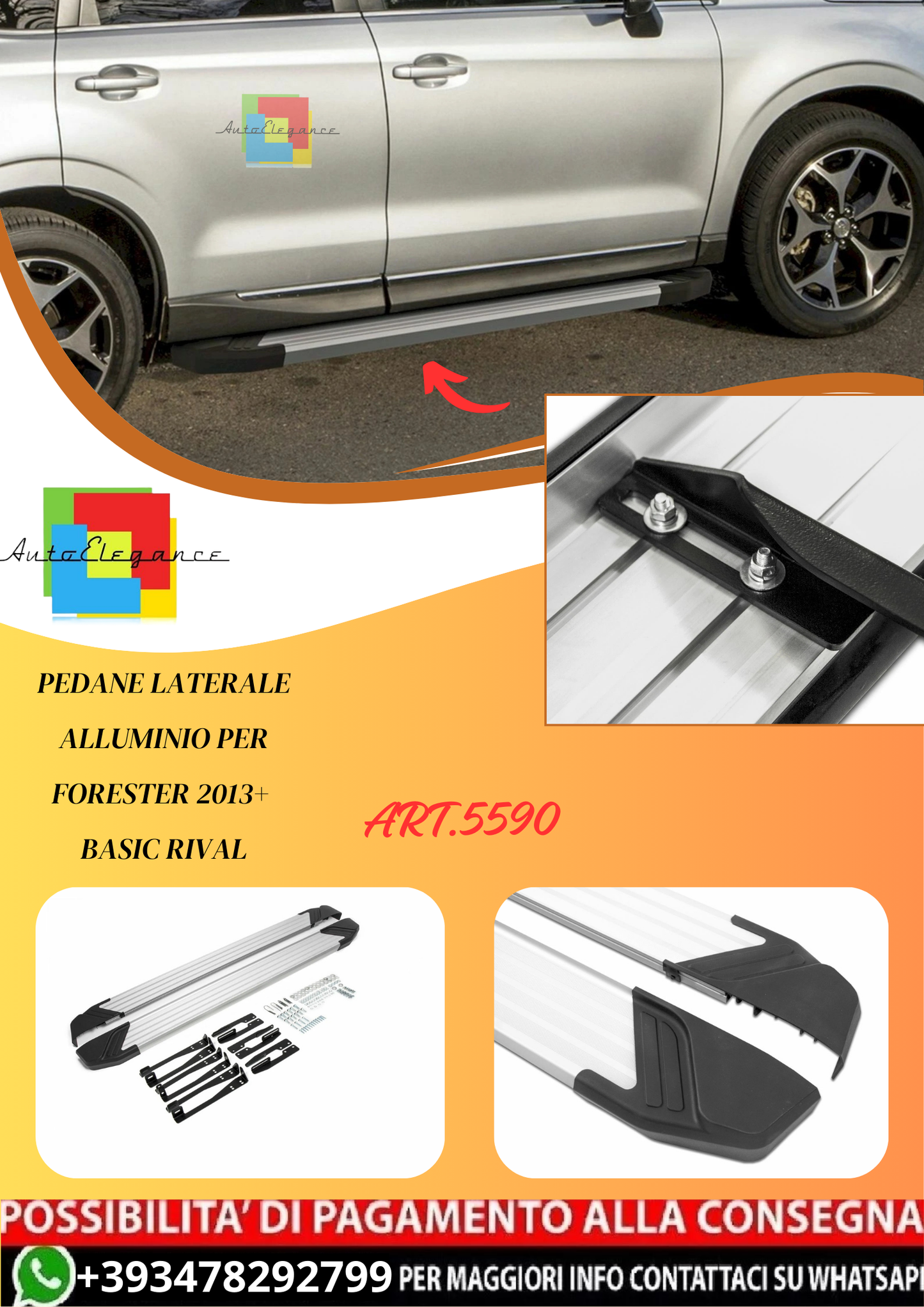 💫ART.5590 Pedane Laterale Alluminio Per Forester 2013+ Basic RIVAL💫