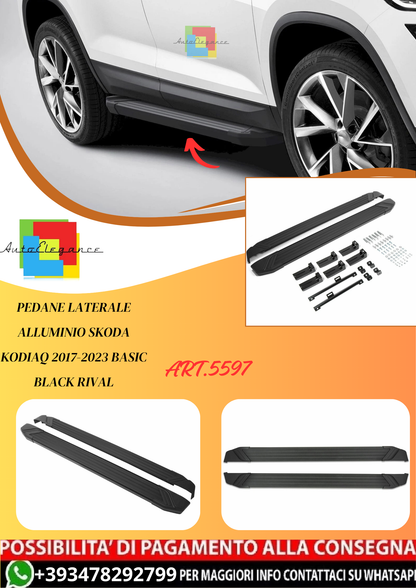 💫ART.5597 Pedane Laterale Alluminio Skoda Kodiaq 2017-2023 Basic Black RIVAL💫