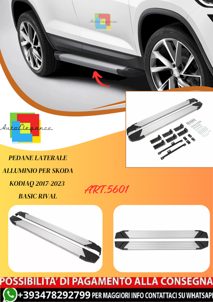 💫ART.5601 Pedane Laterale Alluminio Per Skoda Kodiaq 2017-2023 Basic RIVAL💫