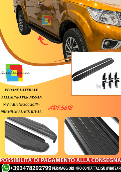 💫ART.5618 Pedane Laterale Alluminio per Nissan Navara 2015+ Black RIVAL💫