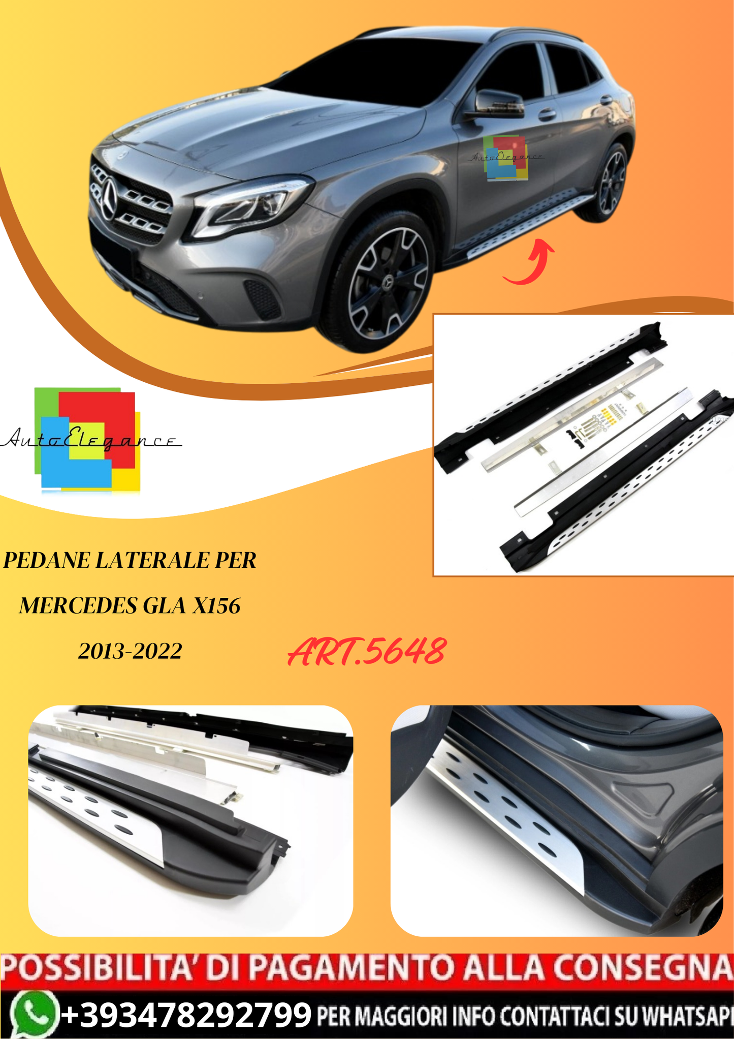 💫ART.5648 Pedane Laterale per Mercedes GLA X156 2013-2022💫