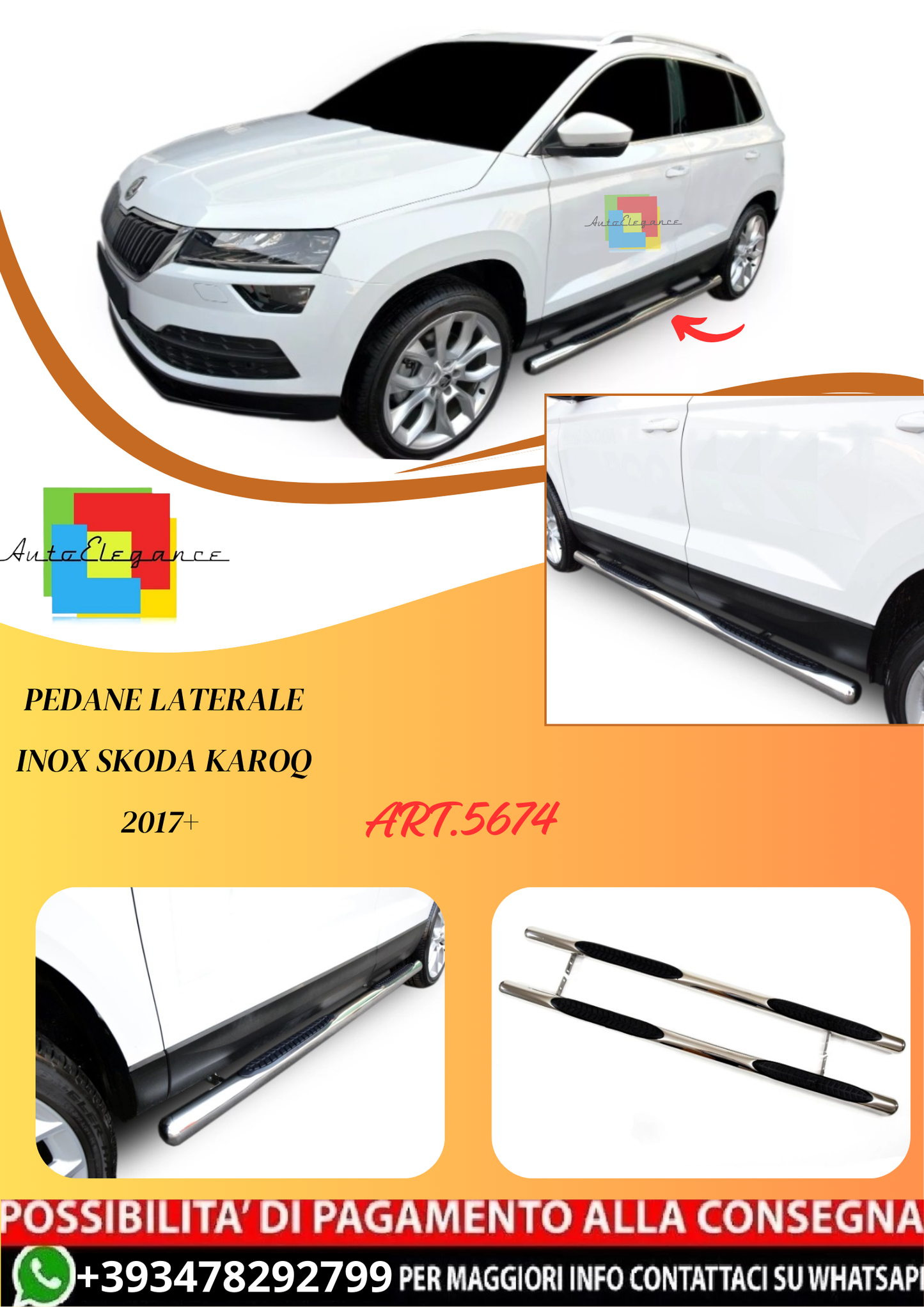 💫ART.5674 Pedane Laterale Inox Skoda Karoq 2017+💫