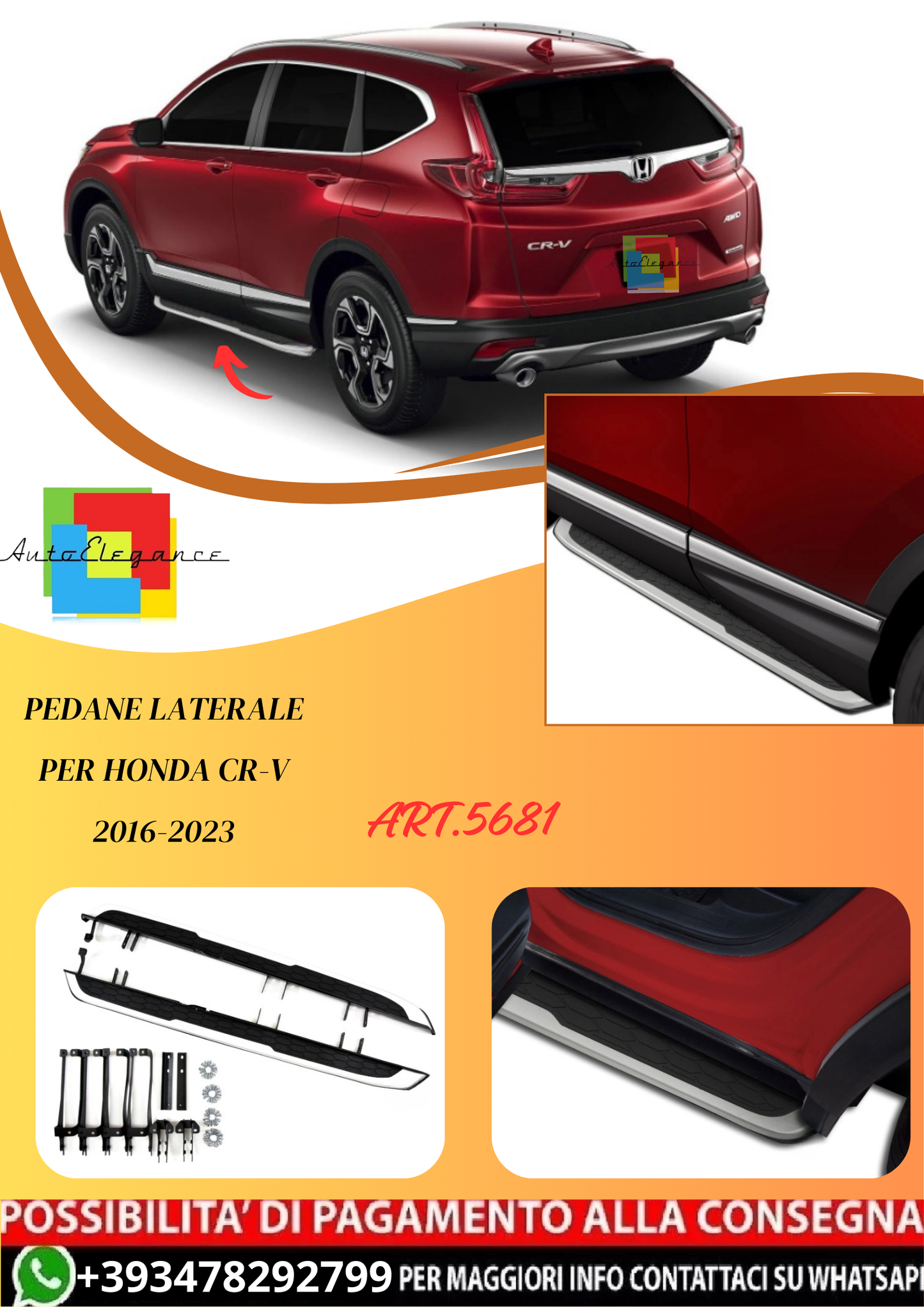 💫ART.5681 Pedane Laterale per Honda CR-V 2016-2023💫