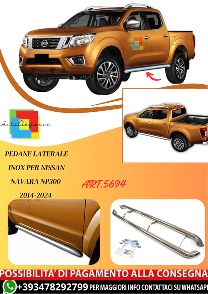 💫ART.5694 Pedane Laterale Inox per Nissan Navara NP300 2014-2024💫