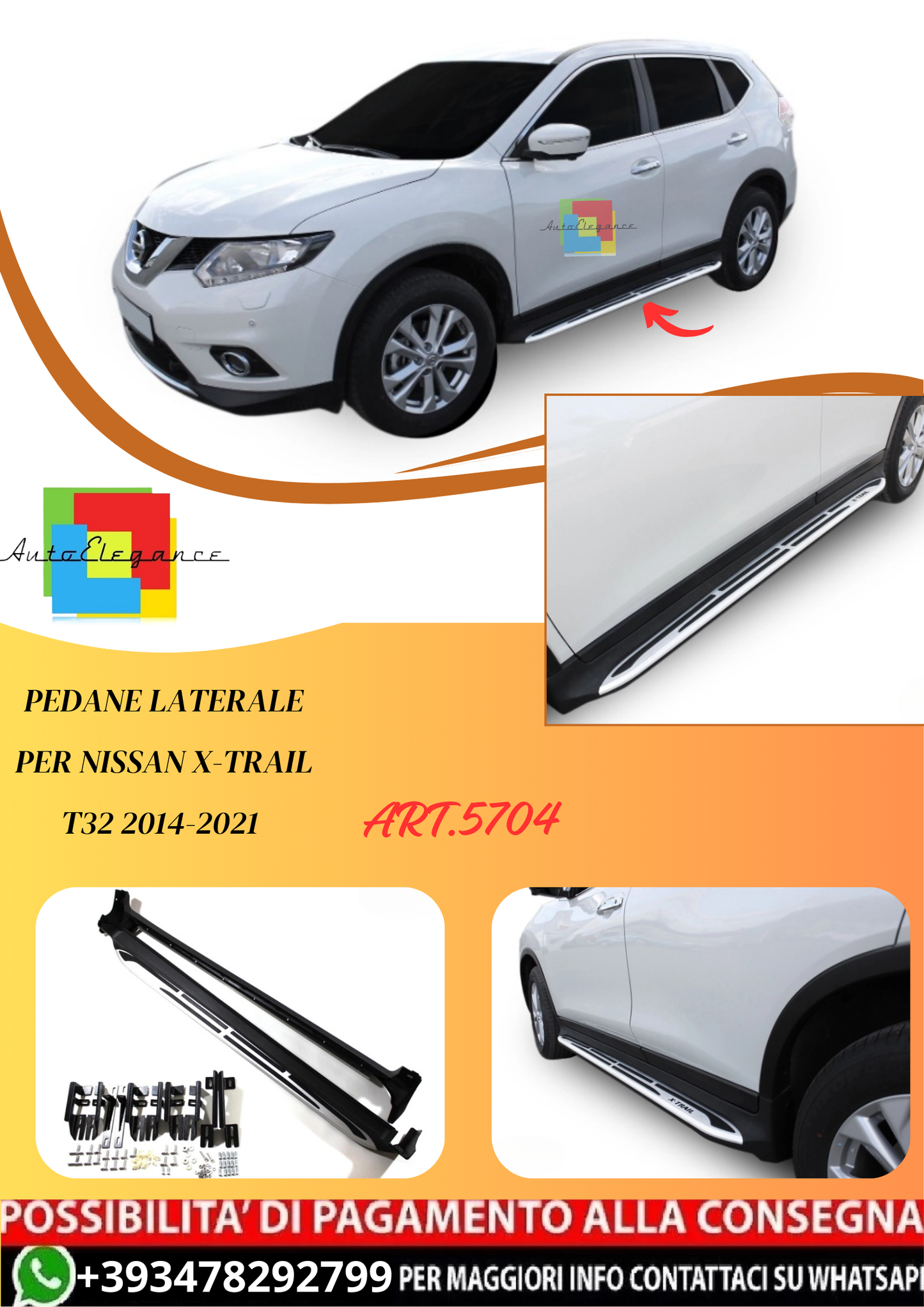 💫ART.5704 Pedane Laterale per Nissan X-Trail T32 2014-2021💫