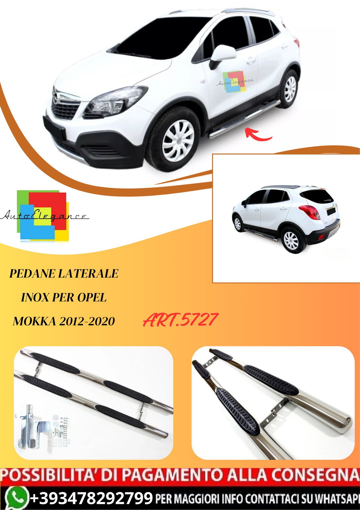 💫ART.5727 Pedane Laterale Inox per Opel Mokka 2012-2020 💫
