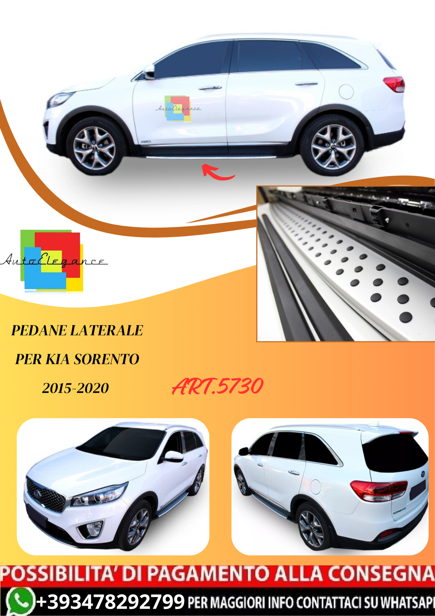 💫ART.5730 Pedane Laterale per Kia Sorento 2015-2020💫