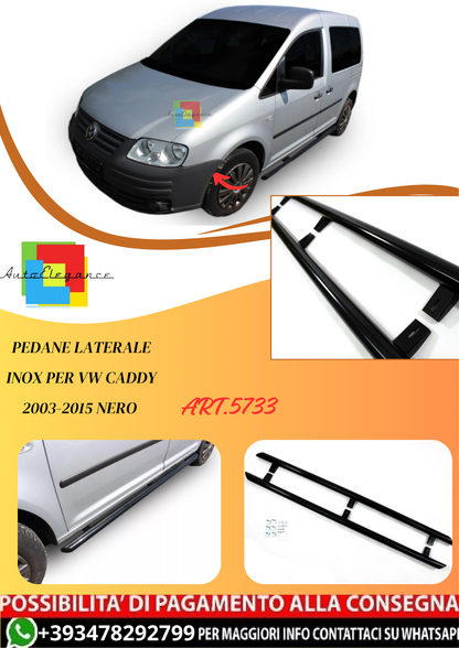 💫ART.5733 Pedane Laterale Inox per VW Caddy 2003-2015 Nero💫