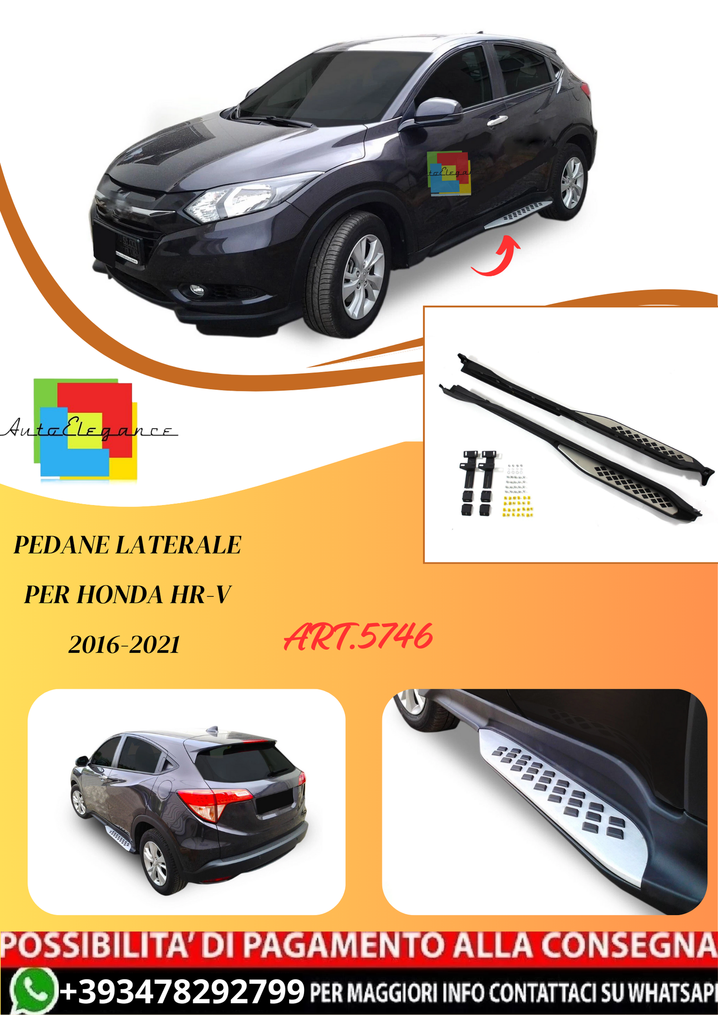 💫ART.5746 Pedane Laterale per Honda HR-V 2016-2021 💫