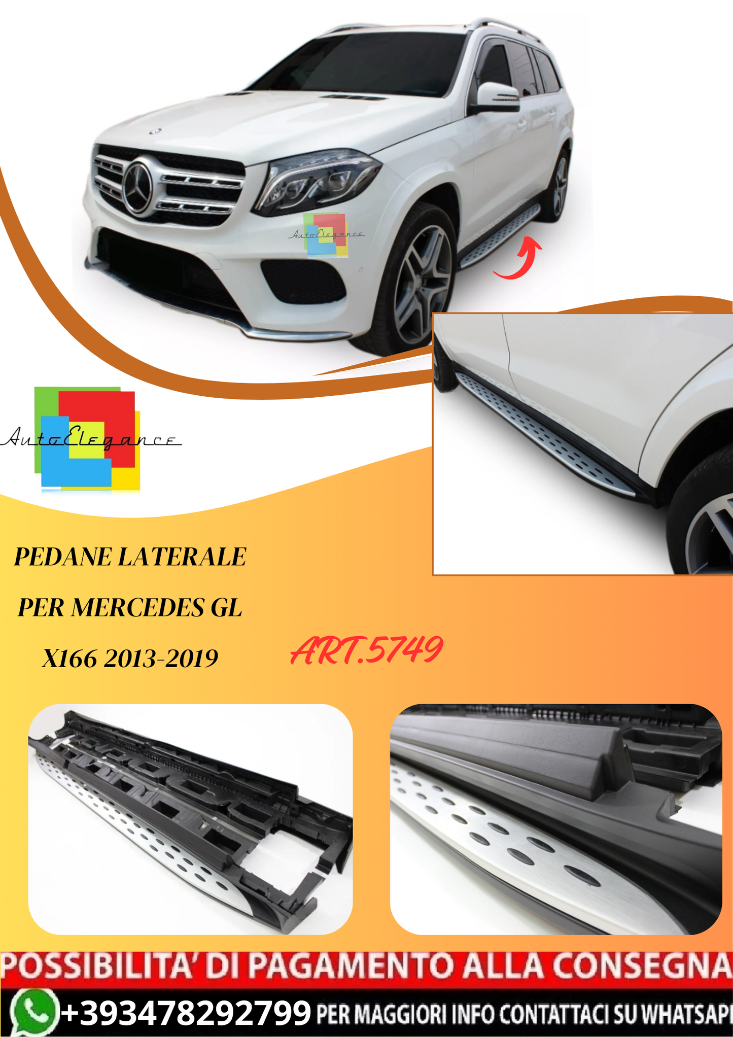 💫ART.5749 Pedane Laterale per Mercedes GL X166 2013-2019💫