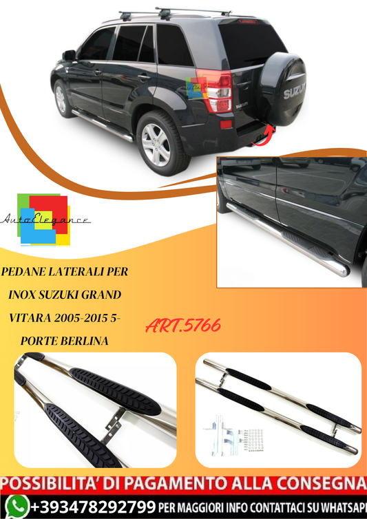 💫ART.5766 Pedane Laterali per Inox Suzuki Grand Vitara 05-15 5-Porte Berlina💫