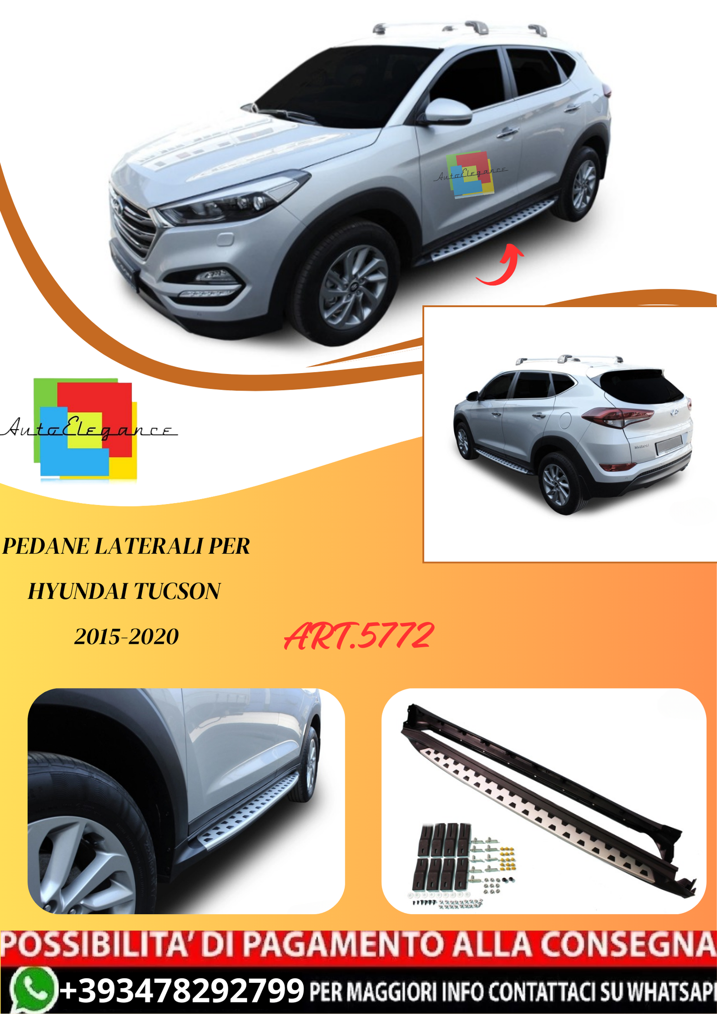 💫ART.5772 Pedane Laterali per Hyundai Tucson 2015-2020💫