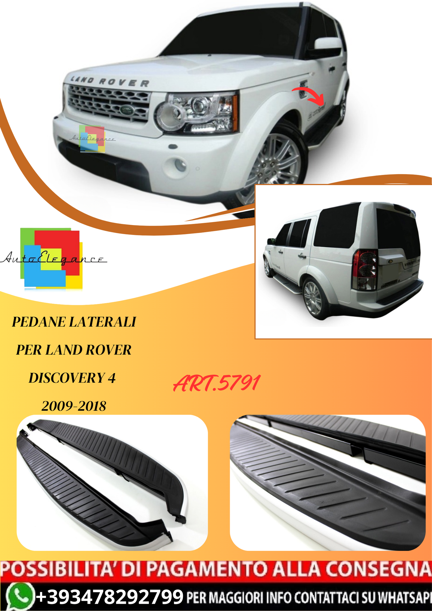 💫ART.5791  Pedane Laterali per Land Rover Discovery 4 2009-2018💫